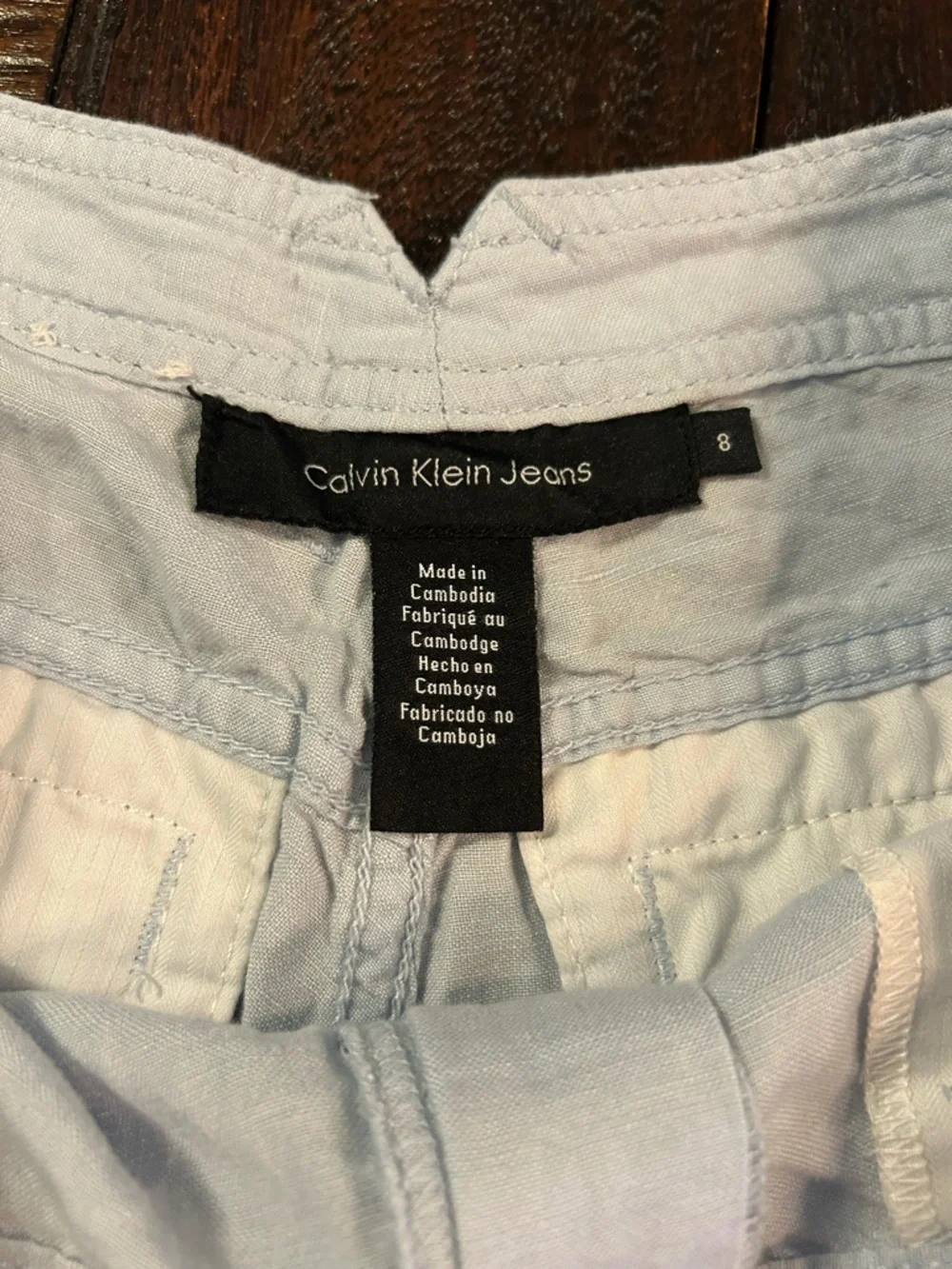 Calvin Klein Jeans Light Blue Women's Lightweight Linen Blend Shorts